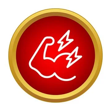 Strong arm flexing muscle with lightning bolt icon Stock Illustration