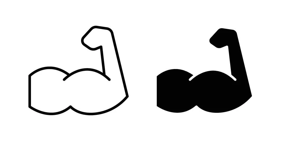 Strong arm icon set modern line and solid style collection. Illustrazione stock