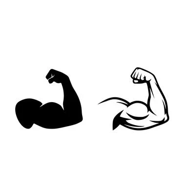 Strong Arm Muscle Icons Vector Set Stock Illustration