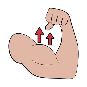 Strong Arm with Upward Arrows. Vector Illustration Symbol of Strength Stock Illustration