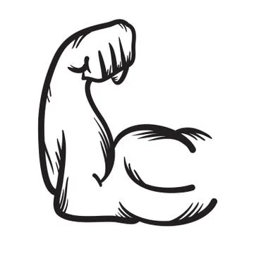 Strong arm vector hand drawn icon. Power. Illustrazione stock