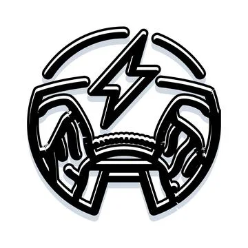 Strong arms lifting weights with lightning power Stock Illustration