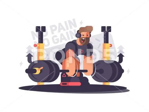 Strong athlete deadlift Stock Illustration