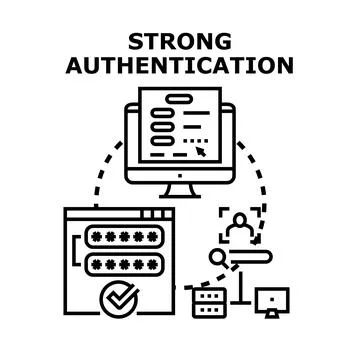 Strong authentication concept for cyber security access Stockillustratie