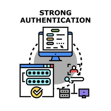 Strong authentication concept for cyber security access Stock Illustration