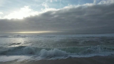 Strong Beach Sea Waves and Clouds in The Sky  Stock Footage 167947697