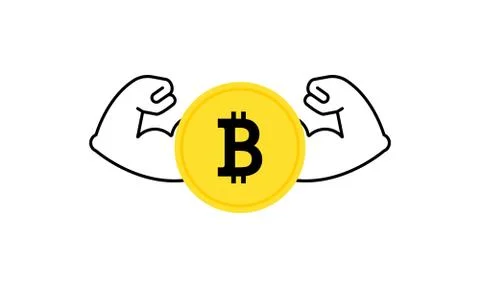 Strong bitcoin cryptocurrency showing big muscles. Increase of the value of t Stock Illustration
