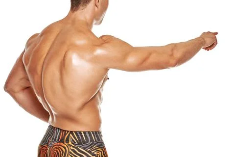 Strong bodybuilder pointing Stock Photos