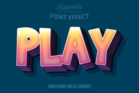 Strong bold 3d font effect, cartoon text style template Stock Illustration