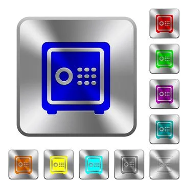 Strong box with key code rounded square steel buttons Illustrazione stock