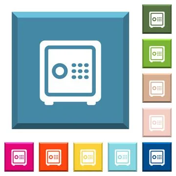 Strong box with key code white icons on edged square buttons 스톡 일러스트