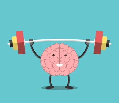 Strong brain with barbell Stock Illustration