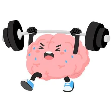 Strong Brain Character Lifting Heavy Weights Stock Illustration