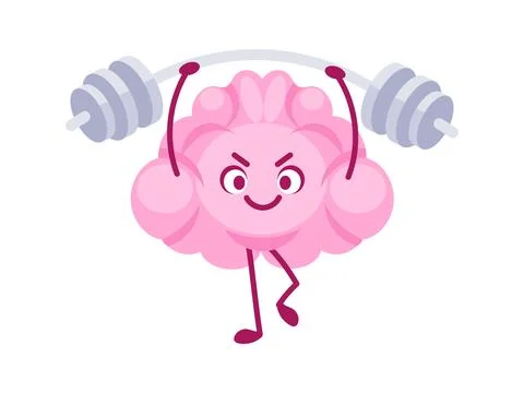 Strong brain lifting weights, demonstrating mental strength and resilience 스톡 일러스트