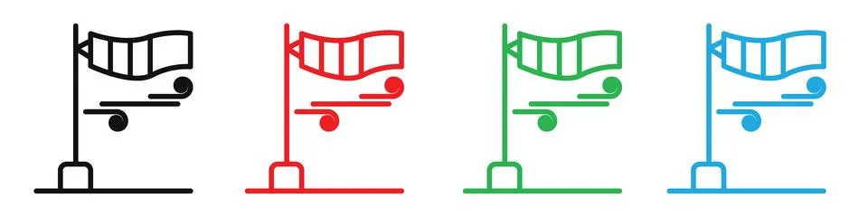 Strong breeze flag up icon mark in filled style Stock Illustration