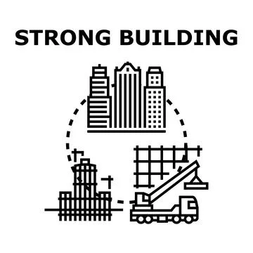 Strong building construction process and city development Ilustración de archivo