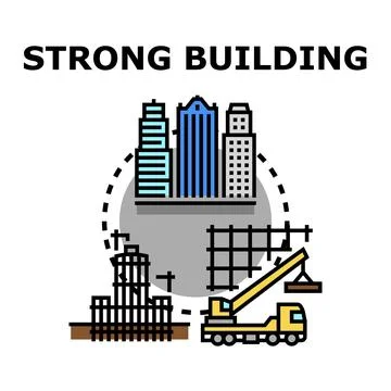 Strong building construction process and city development Ilustración de archivo