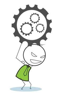 Strong businessman progress gear Stock Illustration