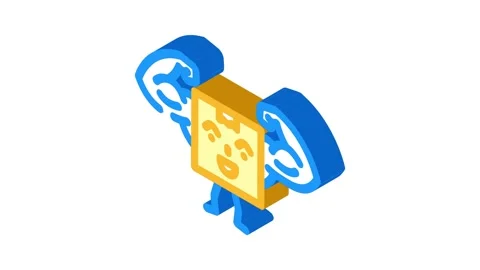Strong cardboard box character isometric icon animation Stock Footage 327290598
