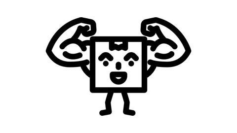 Strong cardboard box character line icon animation Stock Footage 326760897
