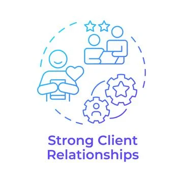 Strong client relationships blue gradient concept icon Stock Illustration