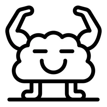 Strong cloud computing character showing muscles and smiling Stock Illustration