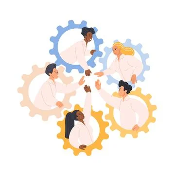 Strong cooperation of dedicated team inside gears, motivation to success Stock Illustration