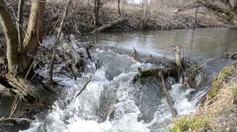Strong current at a small river Stock Footage 51879849