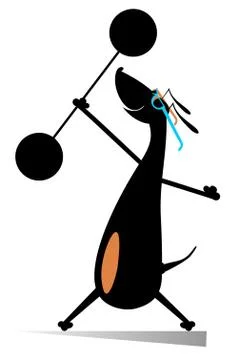 Strong dog with weight isolated Stock Illustration