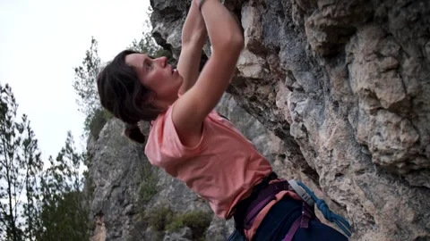 Strong female climber Stock Footage 297655246