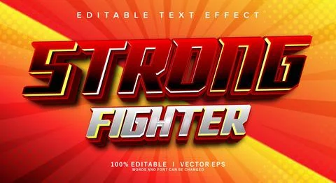 Strong fighter vector text effect with modern style design Stock Illustration