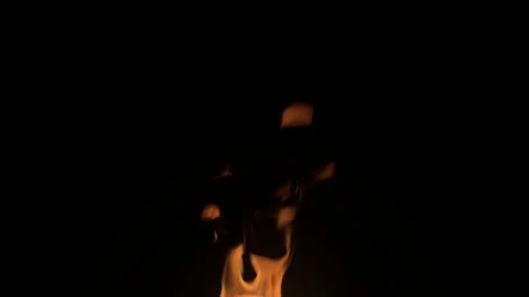 Strong fire on black background. Yellow flames on black background. Beautiful Stock Footage 316392161