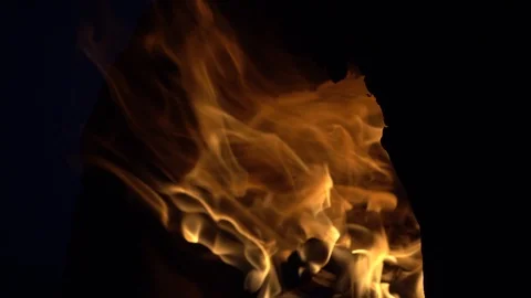 Strong fire.   burning. Large flame closeup slow motion isolated Stock Footage 102604879