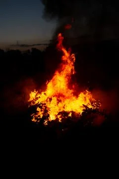 A strong fire in the open air Stock Photos