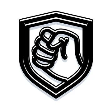 Strong fist hand inside protection shield logo Stock Illustration
