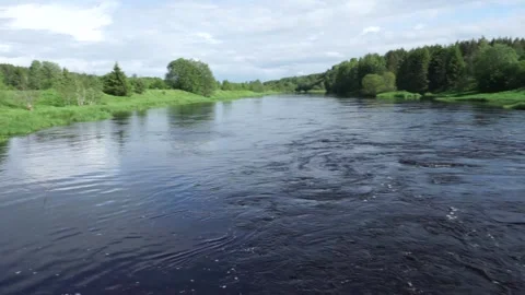 A strong flow of river water Stock Footage 145425346