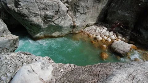 Strong flow of water in a rock canyon Stock Footage 270062191