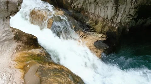 Strong flow of water in a rock canyon Stock Footage 270062329
