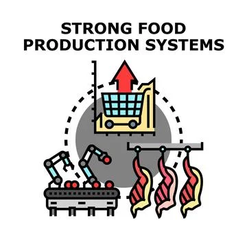 Strong food production systems using modern technology and automation Stock Illustration