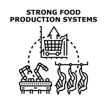 Strong food production systems using modern technology and automation Stock Illustration