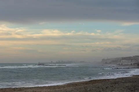 Strong gale force winds on the Mediterranean coast Foto stock