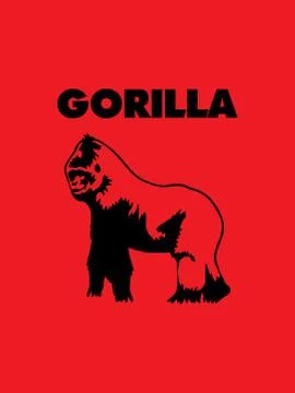 Strong Gorilla logo vector.Vector design.Isolated on red background Stock Illustration