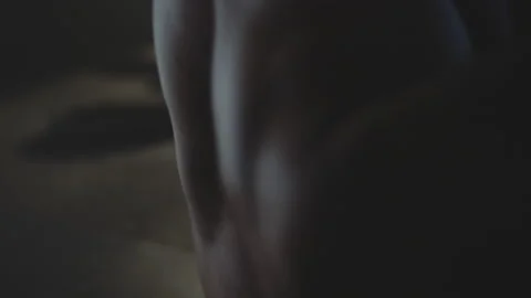 Strong guy doing abs crunches Stock Footage 236180443