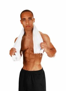 Strong guy with towel. Stock Photos