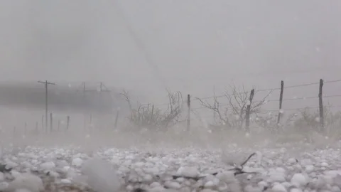 Strong hail fall - Storm - Day - Ground level Stock Footage 80179373