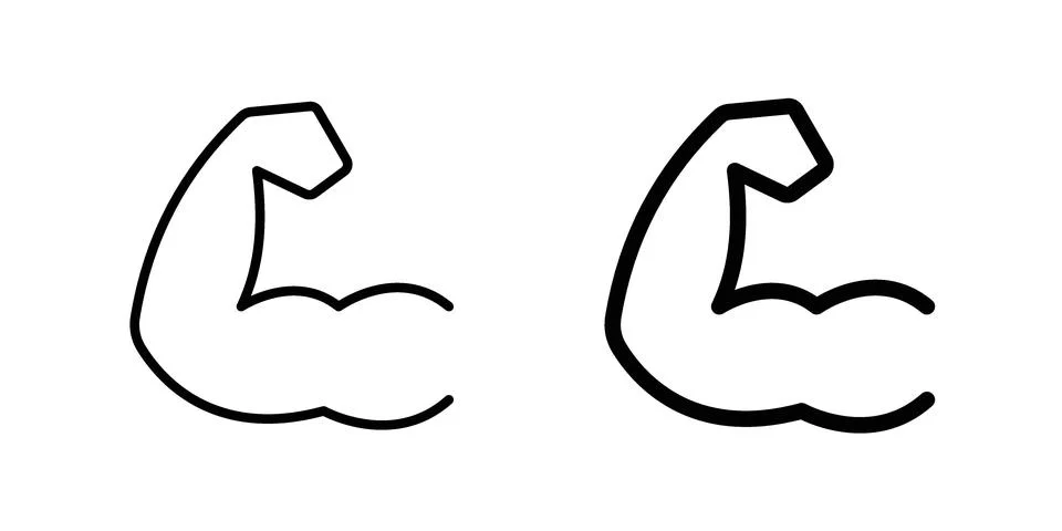Strong hand icon vector concepts, line and silhouette style Stock Illustration