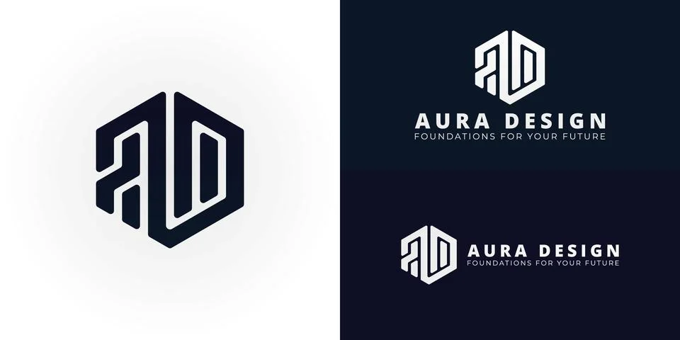 A strong hexagonal AD monogram logo Stock Illustration