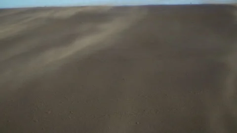 Strong High Speed Sand Streams On the Beach Meeting The Atlantic Ocean Argentina Stock Footage 194649763