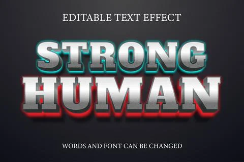 Strong human 3d neon style text effect Stock Illustration