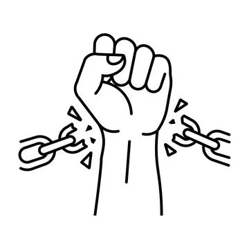 Strong Human Fist Breaking Chains Icon Representing Freedom Liberation and .. Stock Illustration